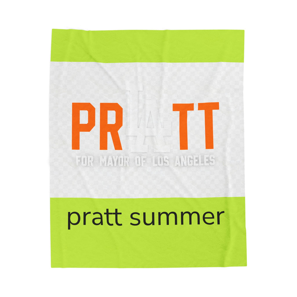 Velveteen Plush Blanket — 'Pratt Summer' Bright Logo Throw for Campus, Dorm & Gift