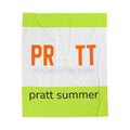 Velveteen Plush Blanket — 'Pratt Summer' Bright Logo Throw for Campus, Dorm & Gift