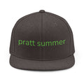 Pratt Summer Snapback Hat — Minimal Green Text Cap