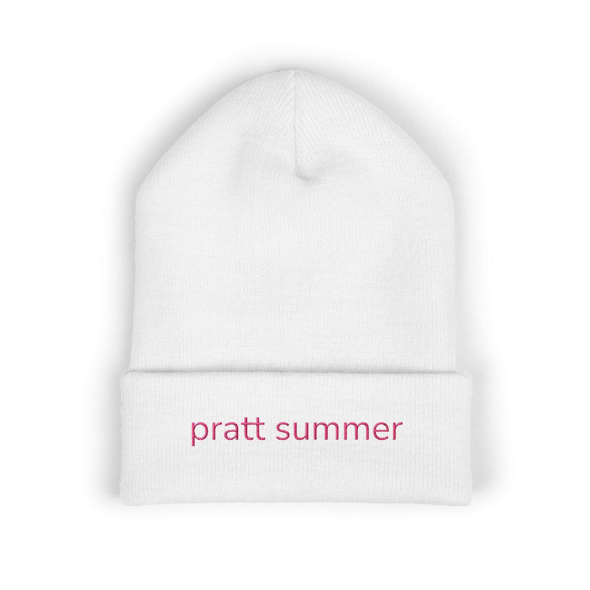 Embroidered 'pratt summer' Classic Cuffed Beanie – Minimal Knit Hat