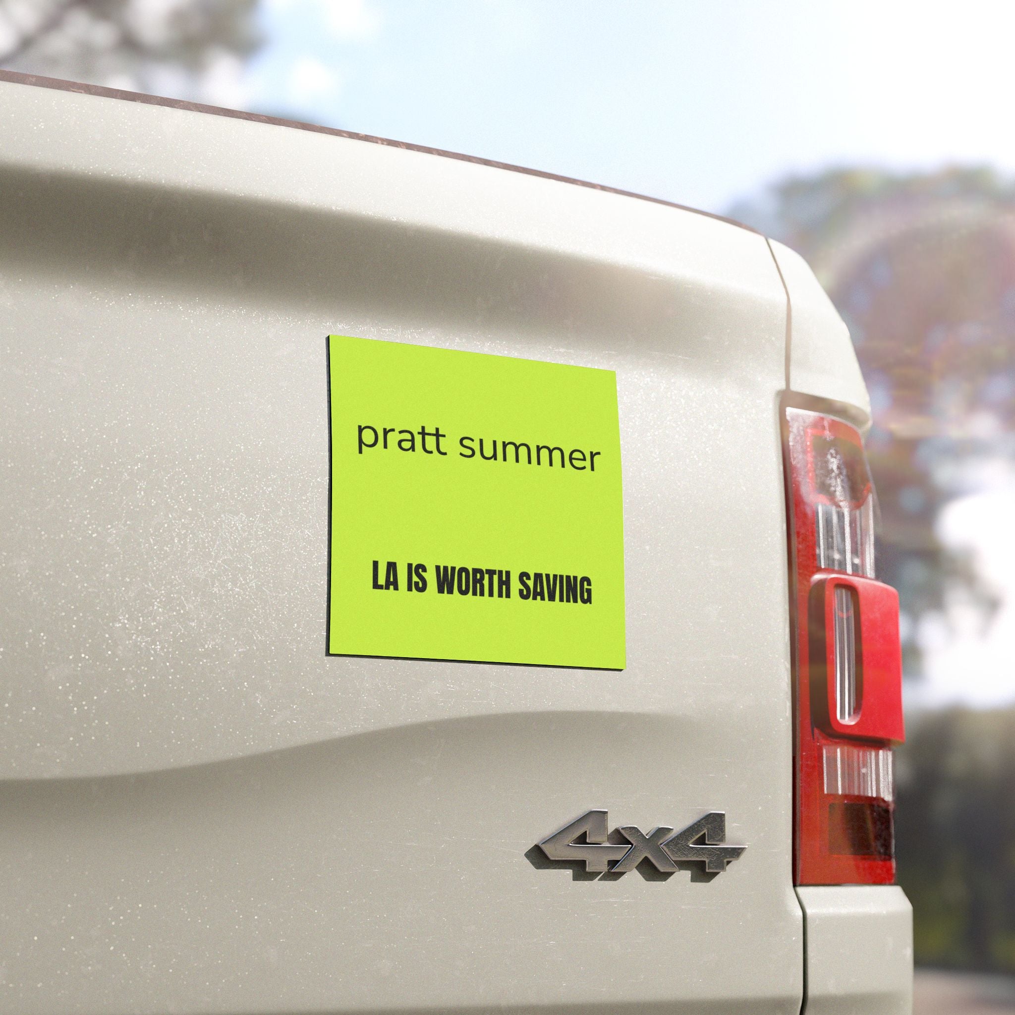 Car Magnet — "LA Is Worth Saving" Neon Green Promotional Magnet